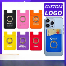 Silicone Phone Wallet Card Pocket with Ring Stand