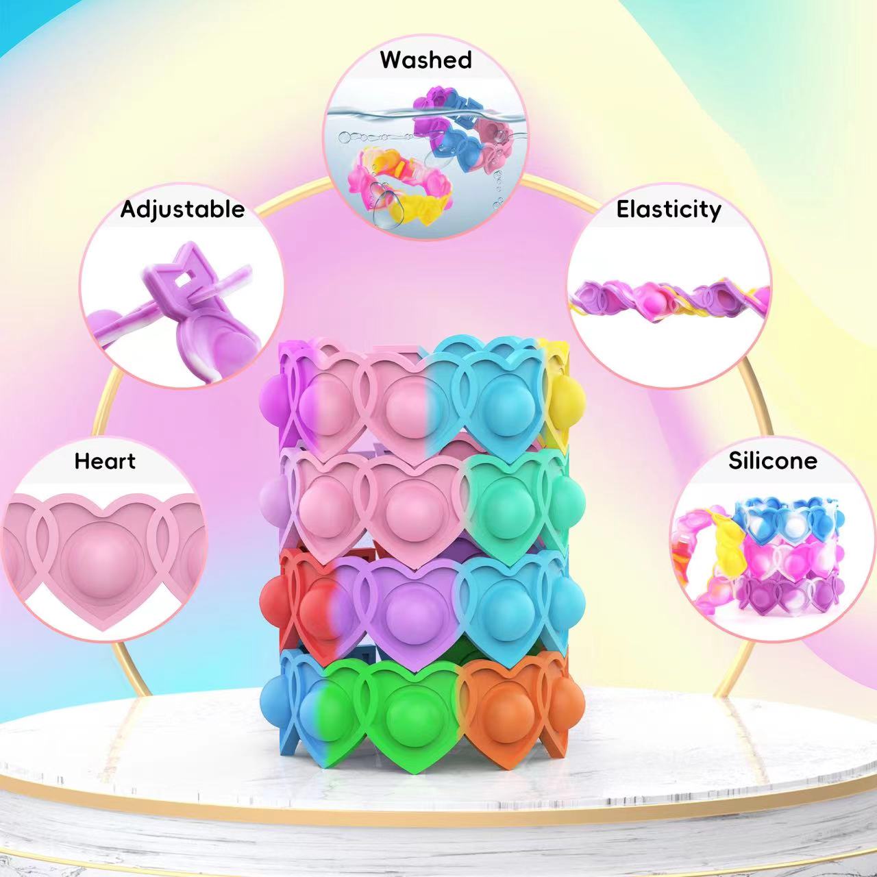 Heart Push Pop Bubble Bracelet