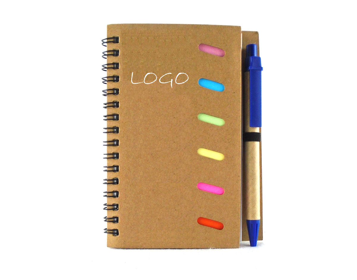  Custom Promotional Eco-recycled Notebook With Sticky Notes And Pen