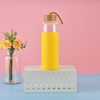 Water Glass Bottle with Bamboo Lid Custom Silicone Sleeve