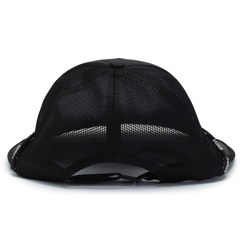 Flat Bill Super Wide Brim Snapback Trucker Mesh Hat