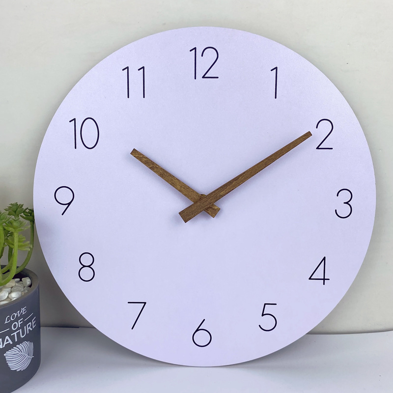 12'' Wooden Wall Clock Plumeet Frameless Clocks with Silent Quartz Movement Modern Style Wall Clocks