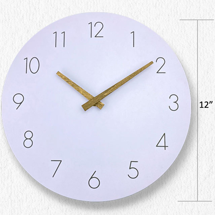 12'' Wooden Wall Clock Plumeet Frameless Clocks with Silent Quartz Movement Modern Style Wall Clocks
