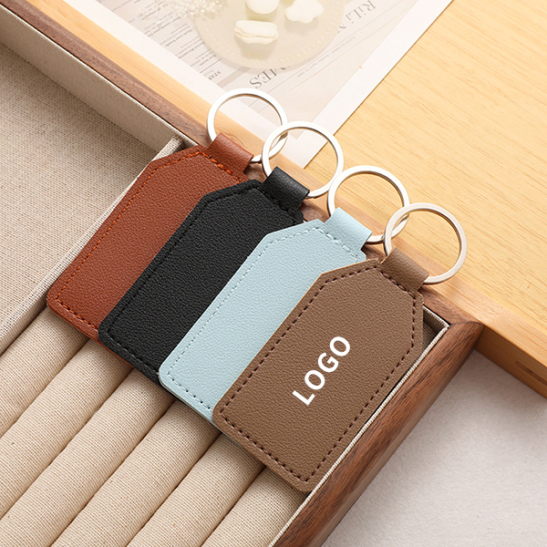 Custom LOGO Blank PU Leather Car Keychain
