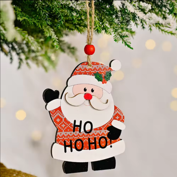 New Christmas Decorations Wooden Pendant Santa Claus