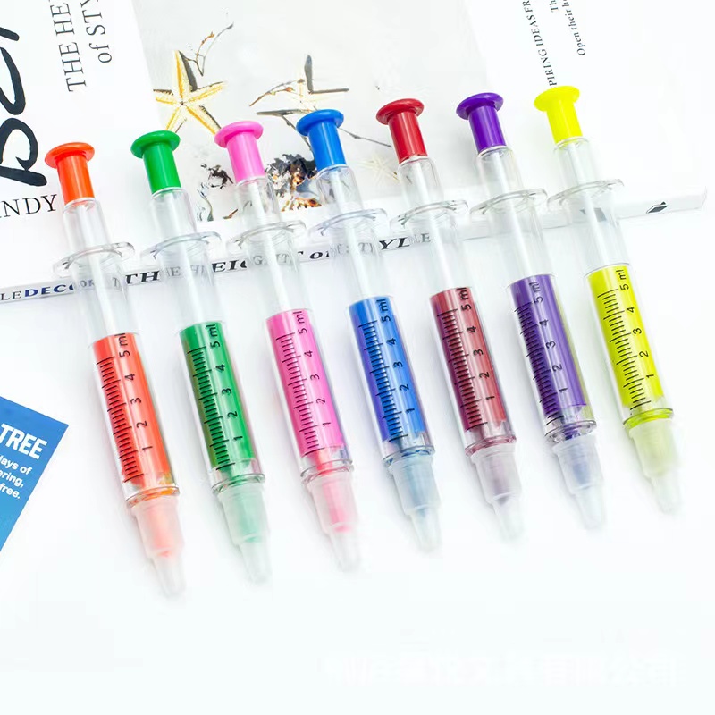 Syringe Ball Pens With Highlighter