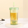 12oz Anti Scald Double-layer Office Straw Cup