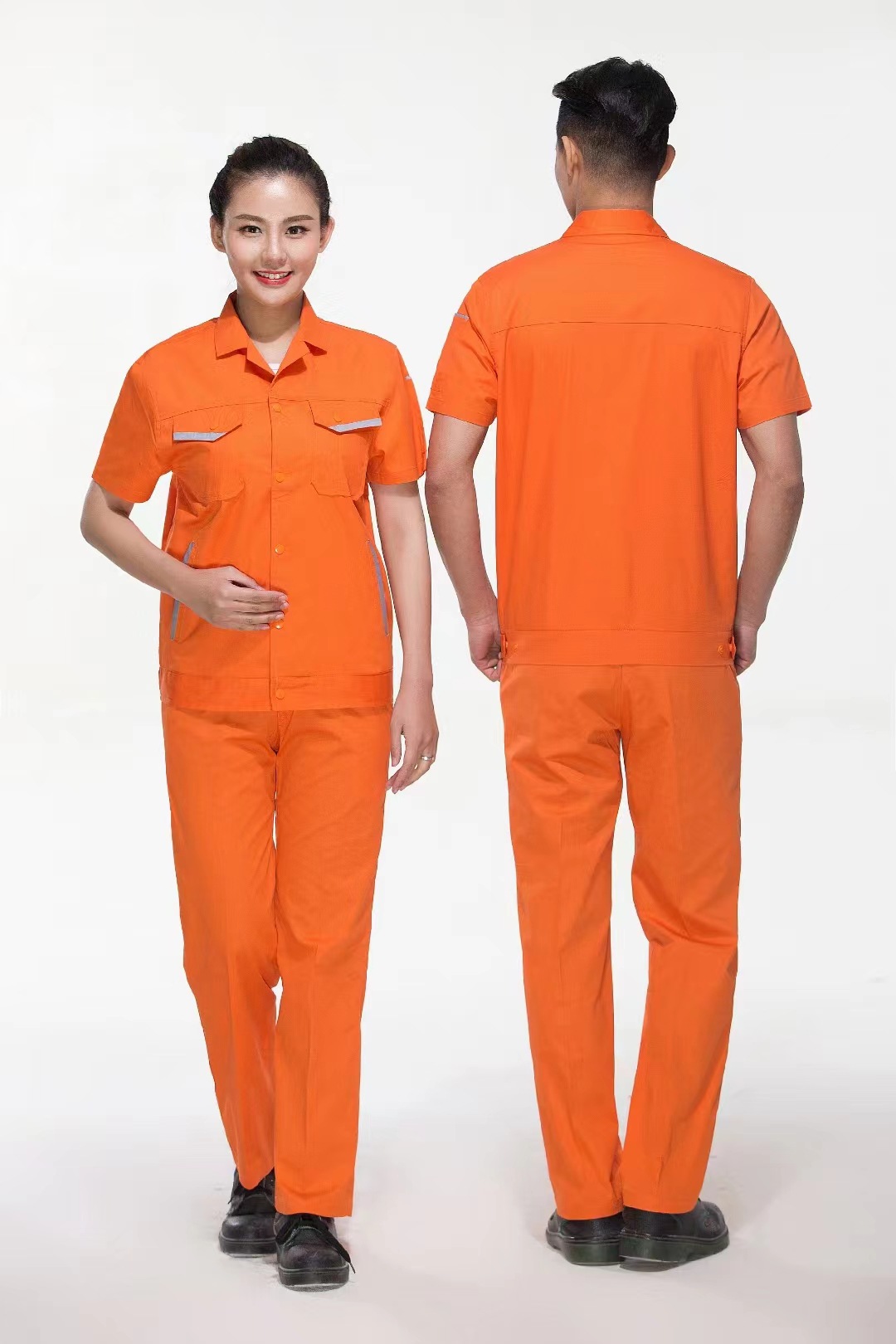 Utility Work Jacket Shirt Workwear Set Short Sleeve
