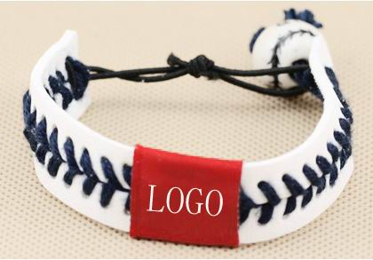 Kids Hand Stitched Softball Leather Stretch Bracelet