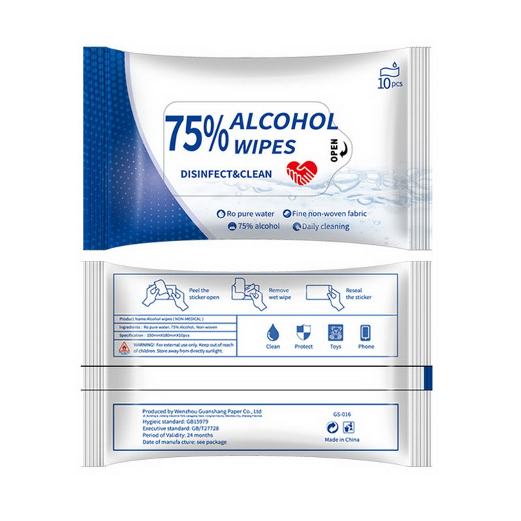 10pcs 75% Alcohol Disinfection Wipes