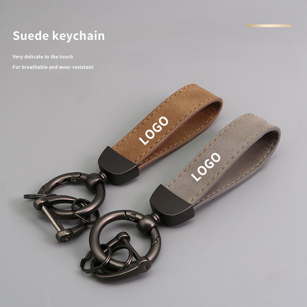 Leather Loop Keychain With 3 Keyrings and 1 Screwdriver