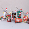 450ML Christmas Printing Double Stainless Steel Thermos Cup with Straw Mug