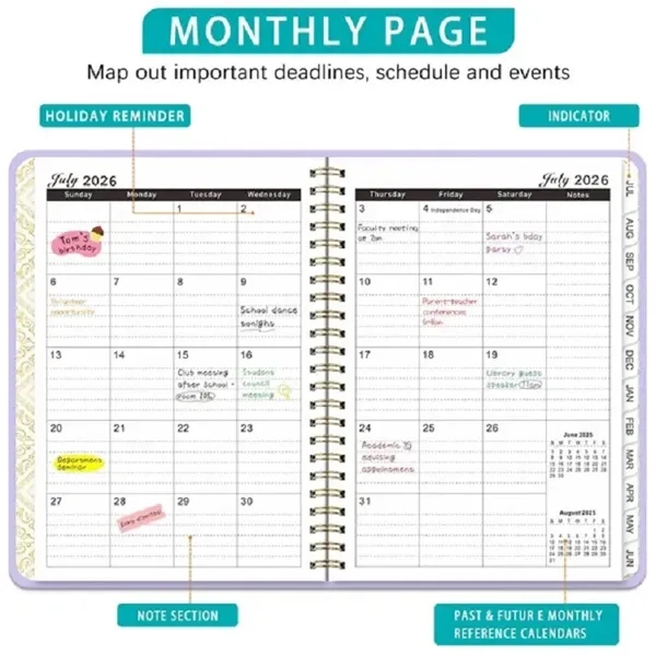 July 2026 June 2027 A5 Spiral Planner Notebooks 12 Months